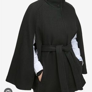 Calvin Klein Black Belted Cape Sweater Coat